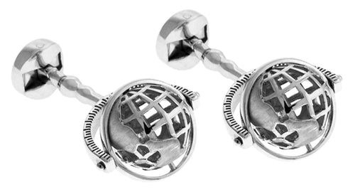 Silver Skeleton Globe Cufflinks