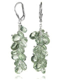 Short Stone Cluster Earrings Green Amethyst