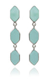 Three Glacier Drop Studs Aqua Chalcedony