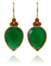 Fancy Peacock Earrings Green Onyx and Coral