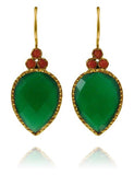 Fancy Peacock Earrings Green Onyx and Coral