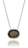 Floating Oval Pietra Necklace Smokey Quartz
