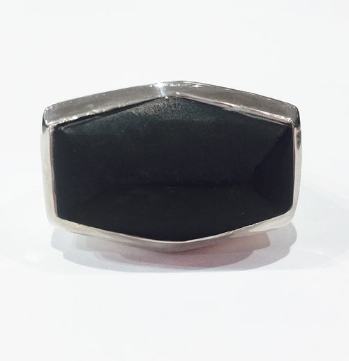 Brazilian Rough Cut Cocktail Ring Black Onyx