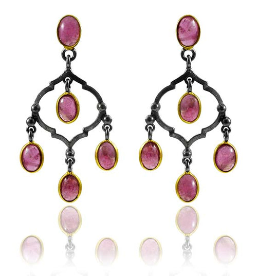 Arabesque Chandelier Earrings - Pink Tourmaline