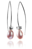 Euro Pin Drop Pearl Earrings Pink Pearl