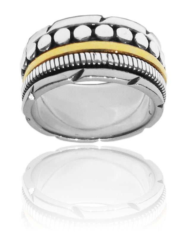 Men's .925 Sterling Silver Spinner Bali Ball Ring - Band Style, Sizes 6-14