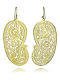 18K Gold Plated Large Matte Paisley Earrings