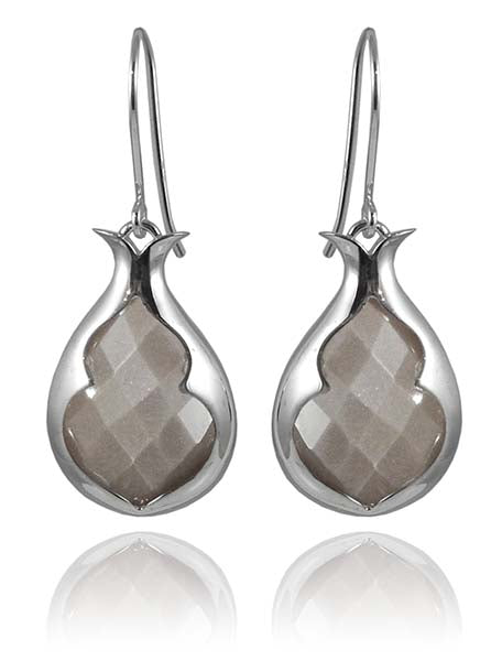 Arabesque Stone Lantern Earrings Grey Moonstone