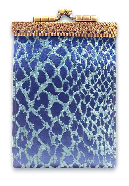 Cathayana Card Holder Navy Blue, Gold Small Floral