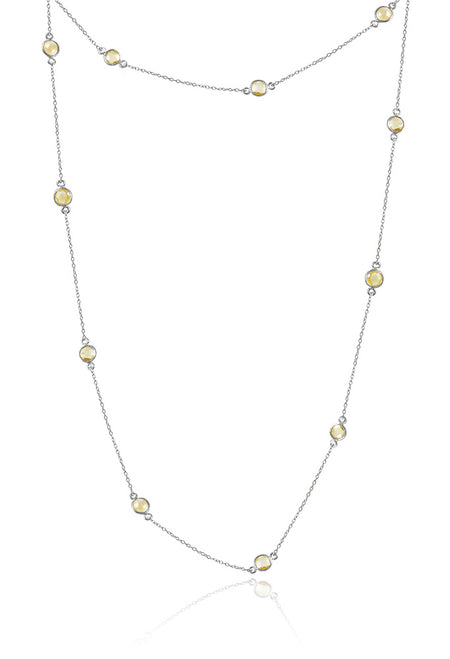 Floating Oval Pietra Necklace White Moonstone