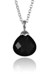 Jaipuri Quartz Drop Pendant with Chain Black Onyx