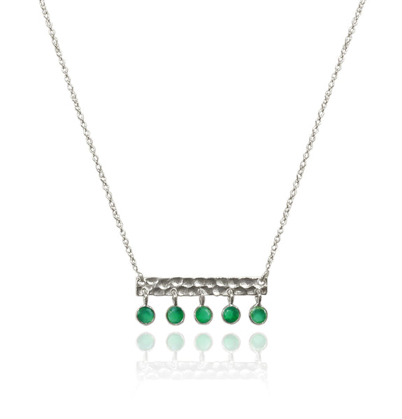 5 Stone Bavaria Bar Necklace Green Onyx