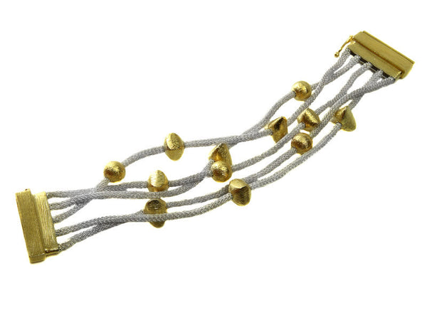Five Strand Mesh Bracelet with Gold Plated Beads
