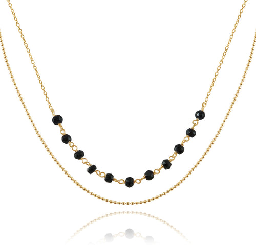 Gold Plated Dabal Haar Black Onyx