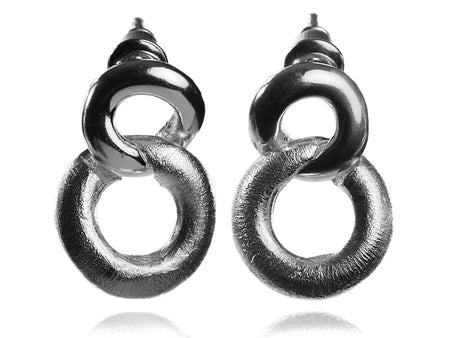 Gold Plated Brushed Swirly Earrings with Ball