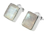 Small Square Gemstone Studs White Moonstone