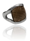 Square Open Sided Cocktail Ring Smokey Quartz