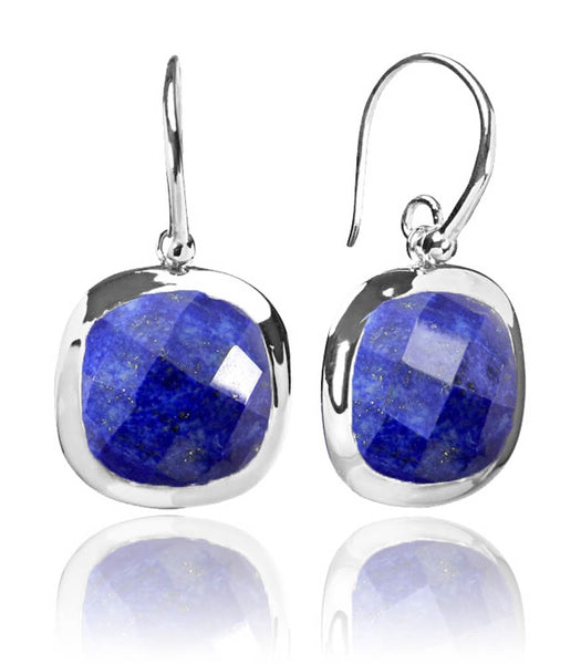 Framed Rounded Square Classic Earrings Lapis Lazuli