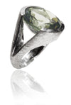 Italian Faceted Cocktail Ring with Open Side Brushed Band