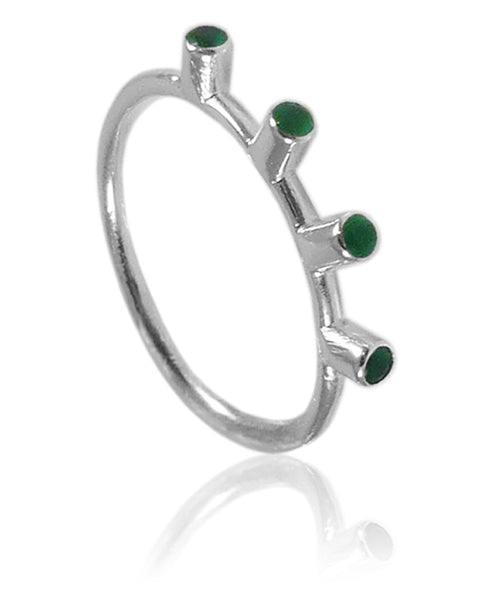 Single Stack Jaipuri Ring with Stones Green Onyx