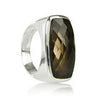 Rectangular Faceted Cut Stone Ring Smokey Quartz
