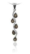 Vertical Five Stone Leaf Drop Pendant Smokey Quartz