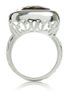 Arabesque Square Filigree Cocktail Ring Smokey Quartz