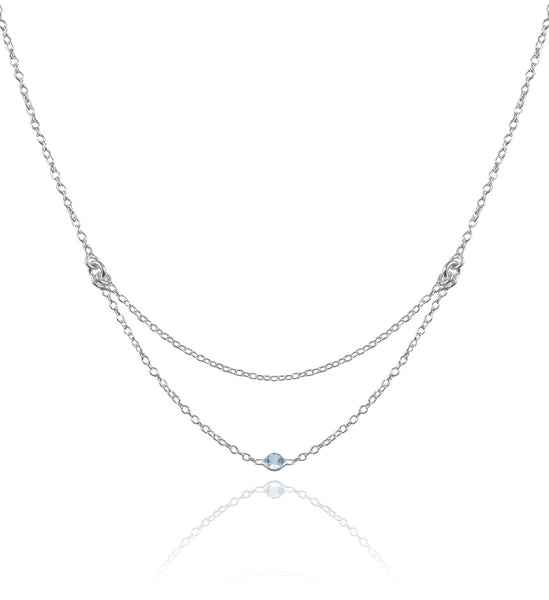Single Stone Layered Kathak Necklace Blue Topaz