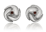 Flowered Sculptured Earring Drops Garnet
