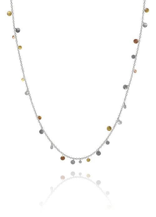 Long Art Deco Necklace with Brushed Mini-Discs