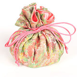 Jewelry Pouch Floral: Light Green and Pink