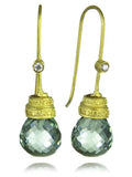 18K Gold Plated Jaipuri Mogul Quartz Drop Earrings Green Amethyst
