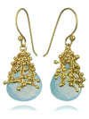 18K Gold Plated Small Burst Earrings Aqua Chalcedony