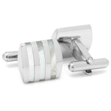Stainless Steel Striped Mother of Pearl Cufflinks