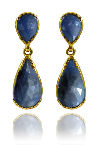 Double Teardrop Elegante Earrings Sapphire
