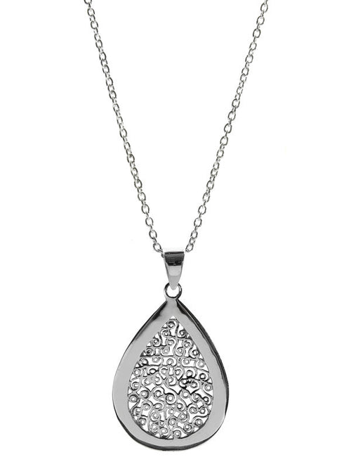 Egyptian Teardrop Filigree Pendant with Linked Chain