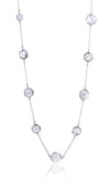Faceted 17 Stone Capri Long Necklace White Moonstone