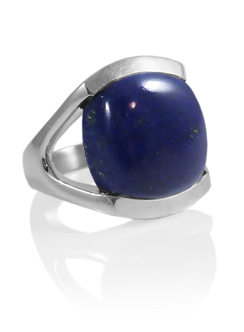 Square Open Sided Cocktail Ring Lapis Lazuli Size 7.5