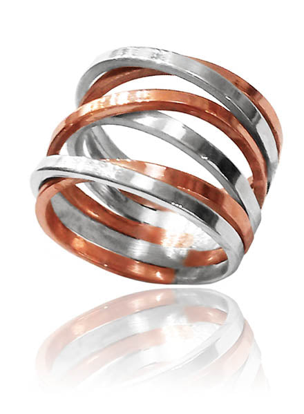 Copper with Silver Accent Twist Band