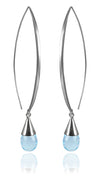 Long Curved Gemstone Drop Earrings Blue Topaz