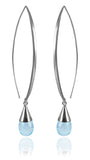 Long Curved Gemstone Drop Earrings Blue Topaz