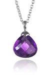Jaipuri Quartz Drop Pendant with Chain Amethyst