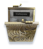 Cathayana Card Holder Grey/ Black, Gold Peacock - RFID