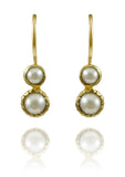 Gold Plated Art Deco Pop Earrings White Pearl