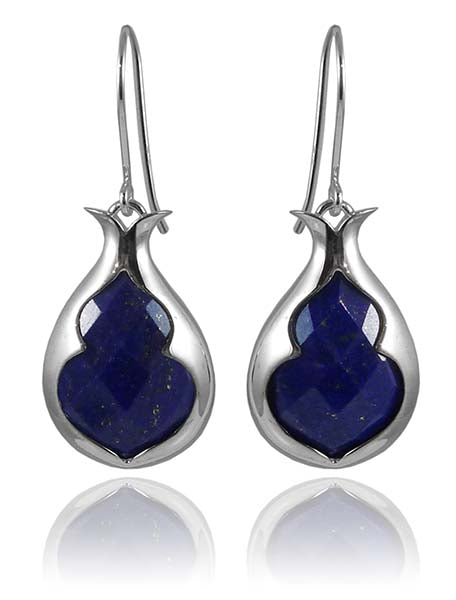Arabesque Stone Lantern Earrings Lapis Lazuli