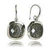 Framed Rounded Square Classic Earrings Black Rutile Quartz