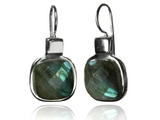 Faceted Rounded Square Earrings Labradorite