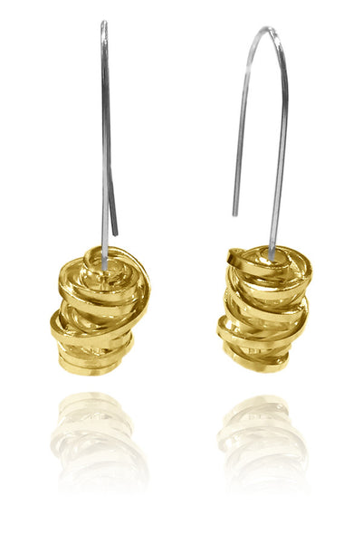 Spanish Sculptured Nido Earrings Brass