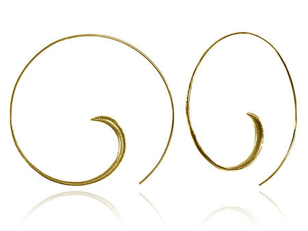 18k Gold Plated Brushed Mini Swirly with Silver Ball Earrings
