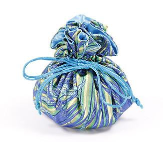 Jewelry Pouch Blue and Green Bamboo Leaves